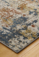 Astro Modern Beige, Navy and Rust Distressed Rug - Pendle Village Furniture